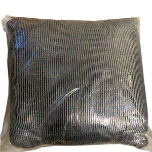 REVERSE SEQUIN Square PILLOW Multi Color Striped Silver 12"x12" Rainbow